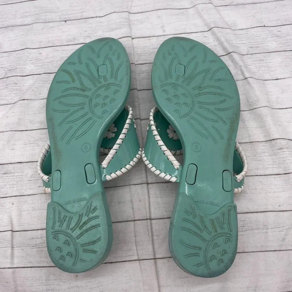 Jack Rogers Womens Mint Green (blueish)  White Sandals Size US 6 Hard Plastic - Picture 9 of 10